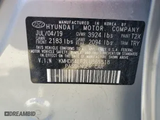 2020 Hyundai Elantra Value Edition with VIN KMHD84LF2LU969518, listed as a Copart auction lot 52462805 with 80,192 mi miles and Salvage Title. Bid and sale history available at carsss.com. Image 14.