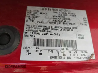 2005 Ford Expedition Eddie Bauer с VIN 1FMPU175X5LA40873, выставлен на аукционе IAAI как лот 42017353 с пробегом 216 737 миль миль и . История ставок и продаж доступна на DreamBid. Изображение 9.