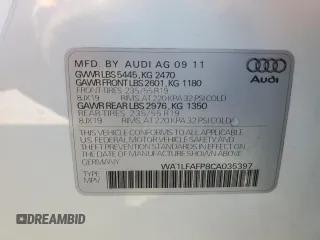 2012 Audi Q5 Premium Plus with VIN WA1LFAFP8CA035397, listed as a Copart auction lot 54115825 with 105,058 mi miles and Clean title. Bid and sale history available at DreamBid. Image 14.
