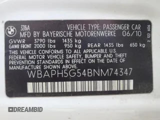 2011 BMW 3 Series 328i with VIN WBAPH5G54BNM74347, listed as a Copart auction lot 53882505 with 96,229 mi miles and Clean Title. Bid and sale history available at carsss.com. Image 13.