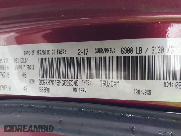 2017 Ram 1500 Tradesman с VIN 3C6RR7KT9HG626349, выставлен на аукционе IAAI как лот 42366165 с пробегом 111 959 миль миль и . История ставок и продаж доступна на DreamBid. Изображение 9.