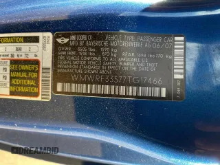 2007 MINI Convertible с VIN WMWRF33577TG17466, выставлен на аукционе Copart как лот 42860175 с пробегом 60 577 миль миль и Чистый • Clean title. История ставок и продаж доступна на DreamBid. Изображение 10.