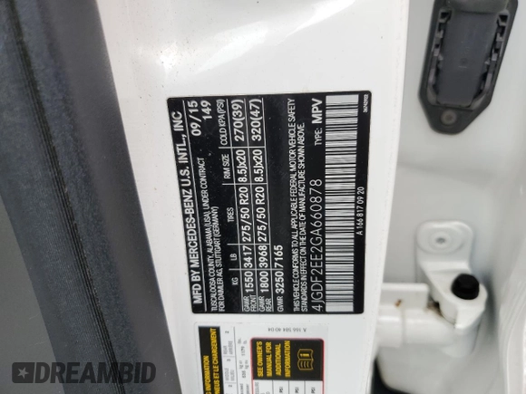 2016 Mercedes-Benz GL with VIN 4JGDF2EE2GA660878, listed as a Copart auction lot 75084414 with 91,246 mi miles and Salvage Title. Bid and sale history available at carsss.com. Image 14.