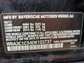 2013 BMW 3 Series 328i с VIN WBA3C1C54DK103737, выставлен на аукционе Copart как лот 47820025 с пробегом 134 896 миль миль и На запчасти • Non repairable. История ставок и продаж доступна на DreamBid. Изображение 13.