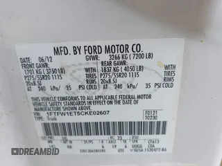 2012 Ford F-150 XL с VIN 1FTFW1ET5CKE02607, выставлен на аукционе IAAI как лот 42102449 с пробегом Не указан миль и . История ставок и продаж доступна на DreamBid. Изображение 9.