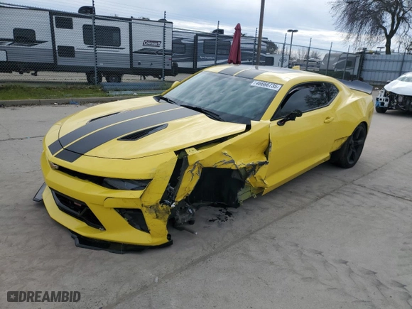 2017 Chevrolet Camaro 1SS with VIN 1G1FF1R72H0208447, listed as a Copart auction lot 46666735 with 54,041 mi miles and Salvage Title. Bid and sale history available at carsss.com. Image 1.