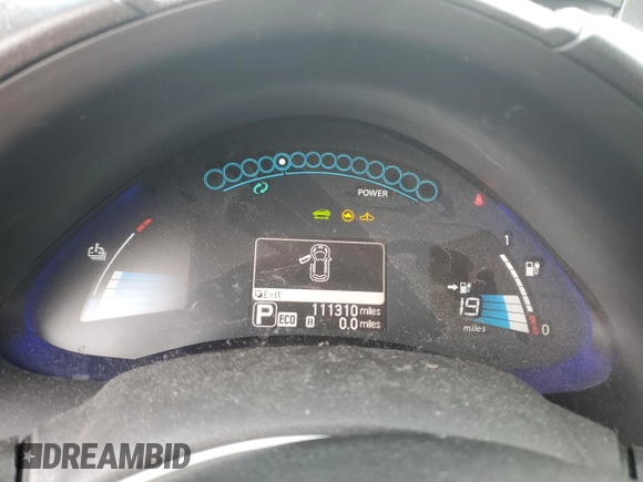 2013 Nissan LEAF SL with VIN 1N4AZ0CP1DC408021, listed as a Copart auction lot 58260915 with 111,310 mi miles and Salvage title. Bid and sale history available at DreamBid. Image 9.