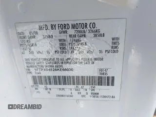 2008 Ford F-150 XLT с VIN 1FTPX04528KE66030, выставлен на аукционе IAAI как лот 41505077 с пробегом 160 924 миль миль и . История ставок и продаж доступна на DreamBid. Изображение 9.