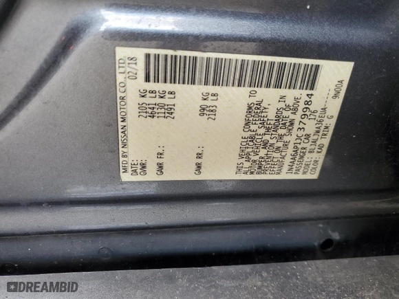 2018 Nissan Maxima SV with VIN 1N4AA6AP1JC379984, listed as a Copart auction lot 43532755 with 115,387 mi miles and Salvage Title. Bid and sale history available at carsss.com. Image 14.