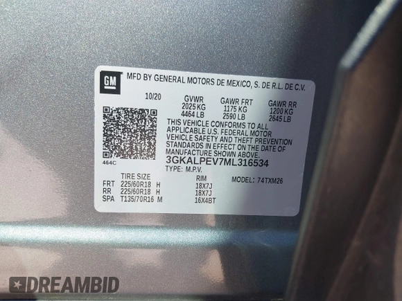 2021 GMC Terrain SLT z VIN 3GKALPEV7ML316534, wystawiony jako IAAI lot #41844920 z przebiegiem 37 725 mil mil oraz . Historia ofert i sprzedaży dostępna na DreamBid. Obrazek 9.