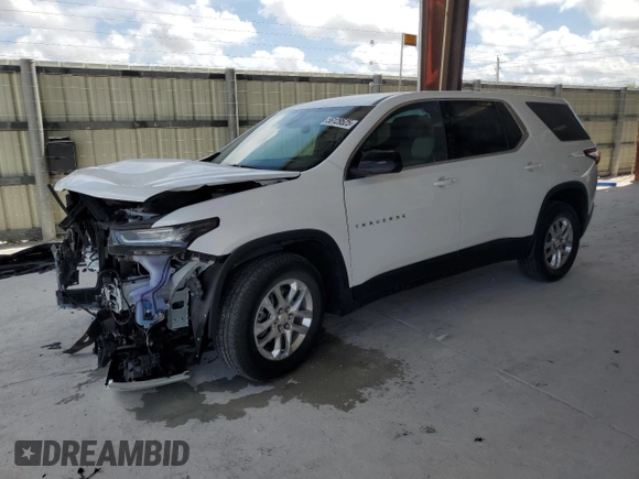 2023 Chevrolet Traverse LS z VIN 1GNERFKW4PJ198111, wystawiony jako Copart lot #56129525 z przebiegiem 26 223 mil mil oraz Nie do naprawy • Non repairable. Historia ofert i sprzedaży dostępna na DreamBid. Obrazek 1.