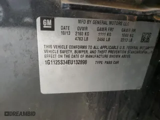 2014 Chevrolet Impala LT with VIN 1G1125S34EU132898, listed as a Copart auction lot 53498345 with 164,160 mi miles and Salvage Title. Bid and sale history available at carsss.com. Image 12.