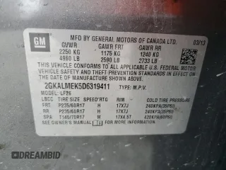 2013 GMC Terrain SLE with VIN 2GKALMEK5D6319411, listed as a Copart auction lot 54492025 with 169,462 mi miles and Non repairable. Bid and sale history available at DreamBid. Image 13.