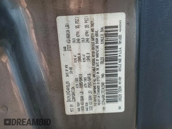 2007 Dodge Dakota SLT with VIN 1D7HW48K17S141548, listed as a Copart auction lot 74875484 with 166,785 mi miles and Salvage Title. Bid and sale history available at carsss.com. Image 12.