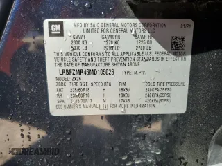 2021 Buick Envision Preferred with VIN LRBFZMR46MD105023, listed as a Copart auction lot 45680185 with 61,074 mi miles and Salvage Title. Bid and sale history available at carsss.com. Image 13.