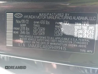 2023 Hyundai Tucson SEL with VIN 5NMJFCAE0PH199415, listed as a IAAI auction lot 42581112 with 29,752 mi miles and . Bid and sale history available at DreamBid. Image 9.