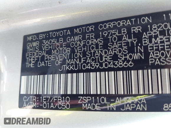 2009 Scion xD with VIN JTKKU10439J043866, listed as a IAAI auction lot 42177960 with 195,103 mi miles and . Bid and sale history available at DreamBid. Image 9.