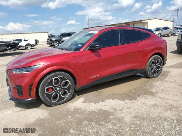 2021 Ford Mustang Mach-E GT with VIN 3FMTK4SE6MME03079, listed as a Copart auction lot 69880144 with 55,257 mi miles and Salvage Title. Bid and sale history available at carsss.com. Image 1.
