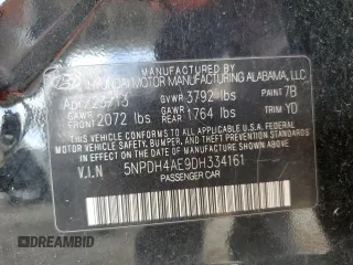 2013 Hyundai Elantra GLS with VIN 5NPDH4AE9DH334161, listed as a Copart auction lot 62475005 with 188,958 mi miles and Salvage title. Bid and sale history available at DreamBid. Image 13.