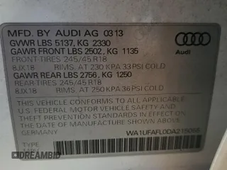 2013 Audi allroad Premium Plus with VIN WA1UFAFL0DA215055, listed as a Copart auction lot 79211094 with 115,971 mi miles and Salvage Title. Bid and sale history available at carsss.com. Image 14.