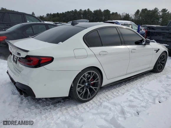 2021 BMW M5 with VIN WBS83CH01MCG33137, listed as a Copart auction lot 87802735 with 46,807 mi miles and Salvage Title. Bid and sale history available at carsss.com. Image 3.