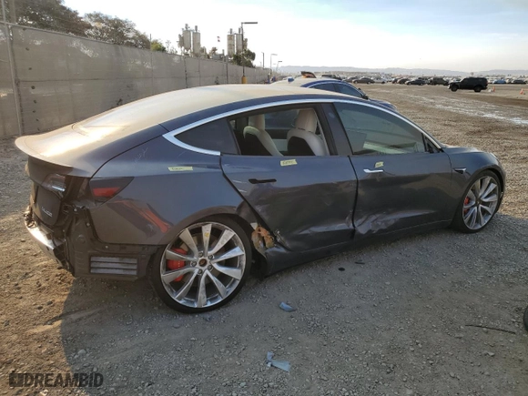 2019 Tesla Model 3 Long Range with VIN 5YJ3E1EB0KF238370, listed as a Copart auction lot 42452465 with 60,857 mi miles and Salvage Title. Bid and sale history available at carsss.com. Image 3.