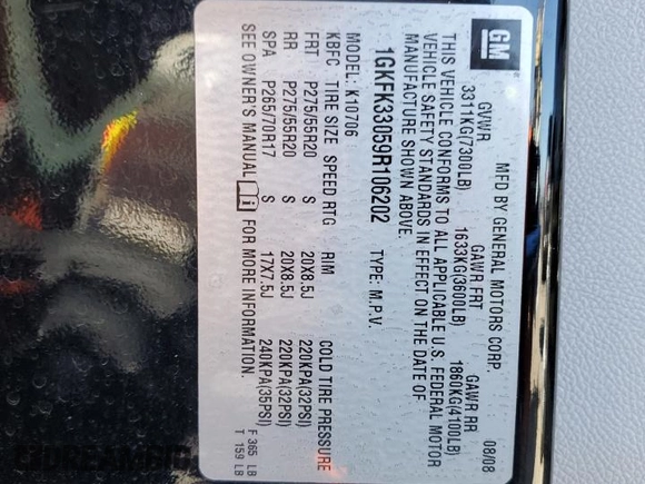 2009 GMC Yukon SLT w/4SB with VIN 1GKFK33059R106202, listed as a Copart auction lot 46700985 with 156,709 mi miles and Salvage Title. Bid and sale history available at carsss.com. Image 13.