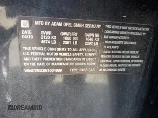 2011 Buick Regal CXL RL5 with VIN W04GT5GC9B1004669, listed as a Copart auction lot 71580044 with 149,515 mi miles and Salvage Title. Bid and sale history available at DreamBid. Image 12.