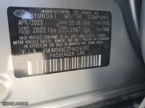 2023 Hyundai IONIQ 6 Preferred with VIN KMHM34AC2PA039181, listed as a Copart auction lot 65443624 with 1597 miles and Salvage Title. Bid and sale history available at carsss.com. Image 12.
