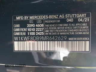 2021 Mercedes-Benz C 300 с VIN W1KWF8DB9MR642629, выставлен на аукционе IAAI как лот 42546566 с пробегом 16 002 миль миль и . История ставок и продаж доступна на DreamBid. Изображение 9.