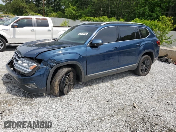 2018 Volkswagen Atlas SEL Premium with VIN 1V2NR2CA1JC572687, listed as a Copart auction lot 55915415 with 75,737 mi miles and Salvage title. Bid and sale history available at DreamBid. Image 1.