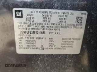 2015 Chevrolet Equinox LT with VIN 2GNFLFE37F6210688, listed as a Copart auction lot 45148575 with 121,431 mi miles and Salvage Title. Bid and sale history available at DreamBid. Image 13.