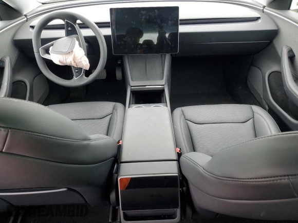 2025 Tesla Model 3 Long Range with VIN 5YJ3E1EA9SF966602, listed as a Copart auction lot 53571325 with 1,382 mi miles and Salvage title. Bid and sale history available at DreamBid. Image 8.