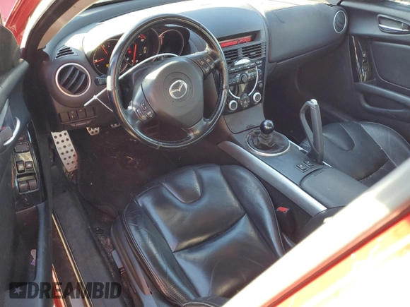 2004 Mazda RX-8 with VIN JM1FE173240116713, listed as a Copart auction lot 87615985 with 118,093 mi miles and Salvage Title. Bid and sale history available at carsss.com. Image 8.
