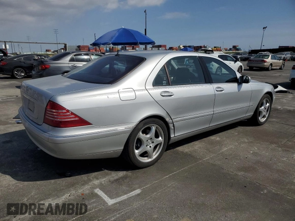 2001 Mercedes-Benz S-Class with VIN WDBNG75J81A211002, listed as a Copart auction lot 51296725 with 148,065 mi miles and Salvage Title. Bid and sale history available at carsss.com. Image 3.