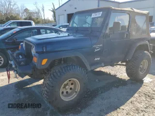 2000 Jeep Wrangler Sport with VIN 1J4FA49S7YP802304, listed as a Copart auction lot 47854795 with 0 mi miles and Salvage Title. Bid and sale history available at carsss.com. Image 1.