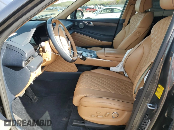 2023 Genesis GV80 with VIN KMUHCESC3PU124360, listed as a Copart auction lot 52595195 with 28,537 mi miles and Salvage title. Bid and sale history available at DreamBid. Image 7.
