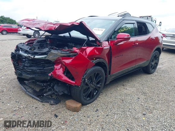 2022 Chevrolet Blazer RS with VIN 3GNKBKRS2NS163128, listed as a IAAI auction lot 42638370 with 37,304 mi miles and . Bid and sale history available at DreamBid. Image 2.