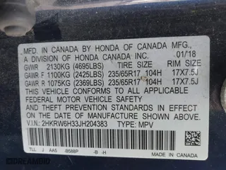 2018 Honda CR-V LX with VIN 2HKRW6H33JH204383, listed as a IAAI auction lot 40906241 with 146,394 mi miles. Bid and sale history available at carsss.com. Image 9.