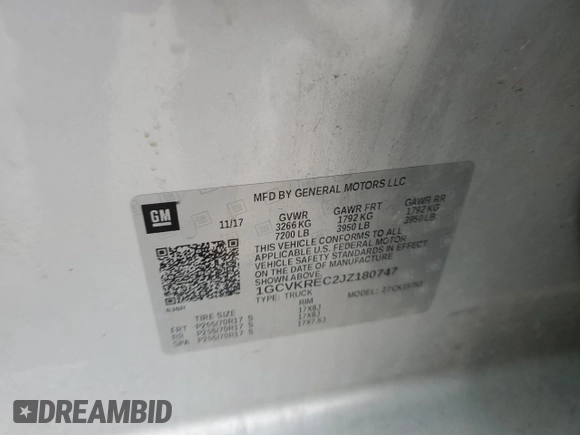 2018 Chevrolet Silverado 1500 LT with VIN 1GCVKREC2JZ180747, listed as a Copart auction lot 50405905 with 131,772 mi miles and Salvage Title. Bid and sale history available at DreamBid. Image 12.