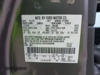 2010 Ford Escape XLT с VIN 1FMCU9DG1AKD06848, выставлен на аукционе IAAI как лот 42409555 с пробегом 310 043 миль миль и . История ставок и продаж доступна на DreamBid. Изображение 9.
