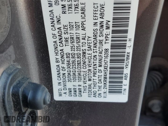 2014 Honda CR-V EX z VIN 2HKRM4H5XEH716398, wystawiony jako Copart lot #48698515 z przebiegiem 121 523 mil mil oraz Szkoda całkowita • Salvage title. Historia ofert i sprzedaży dostępna na DreamBid. Obrazek 12.