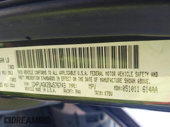 2011 Dodge Nitro Heat with VIN 1D4PU4GK2BW576743, listed as a IAAI auction lot 42383114 with 129,696 mi miles and . Bid and sale history available at DreamBid. Image 9.