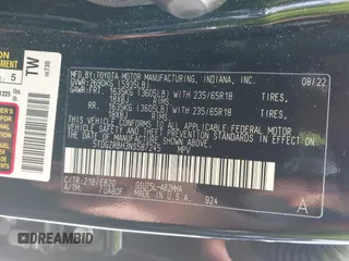 2022 Toyota Highlander XLE z VIN 5TDGZRBH3NS587245, wystawiony jako IAAI lot #42146453 z przebiegiem 74 909 mil mil oraz . Historia ofert i sprzedaży dostępna na DreamBid. Obrazek 9.