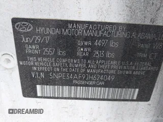 2018 Hyundai Sonata Limited with VIN 5NPE34AF9JH624049, listed as a IAAI auction lot 41977082 with 43,040 mi miles. Bid and sale history available at carsss.com. Image 9.