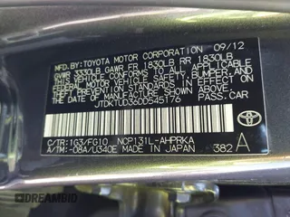 2013 Toyota Yaris L with VIN JTDKTUD36DD545176, listed as a IAAI auction lot 41953993 with 108,626 mi miles. Bid and sale history available at carsss.com. Image 9.