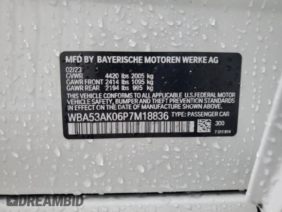 2023 BMW 2 Series 228i with VIN WBA53AK06P7M18836, listed as a Copart auction lot 44074235 with 10,712 mi miles and Salvage Title. Bid and sale history available at carsss.com. Image 12.