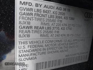 2018 Audi Q7 Premium Plus z VIN WA1LHAF7XJD049338, wystawiony jako IAAI lot #42286676 z przebiegiem 103 462 mil mil oraz . Historia ofert i sprzedaży dostępna na DreamBid. Obrazek 9.