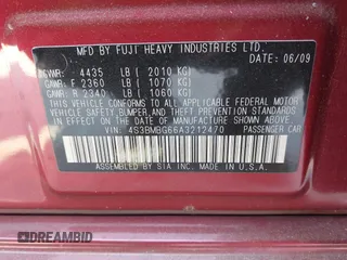 2010 Subaru Legacy Premium All-Weather Anniversary with VIN 4S3BMBG66A3212470, listed as a IAAI auction lot 42436537 with 158,887 mi miles and . Bid and sale history available at DreamBid. Image 9.