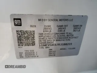 2024 Chevrolet Traverse AWD LT with VIN 1GNEVGKS7RJ188223, listed as a Copart auction lot 41987405 with 6,434 mi miles and Non Repairable. Bid and sale history available at carsss.com. Image 14.
